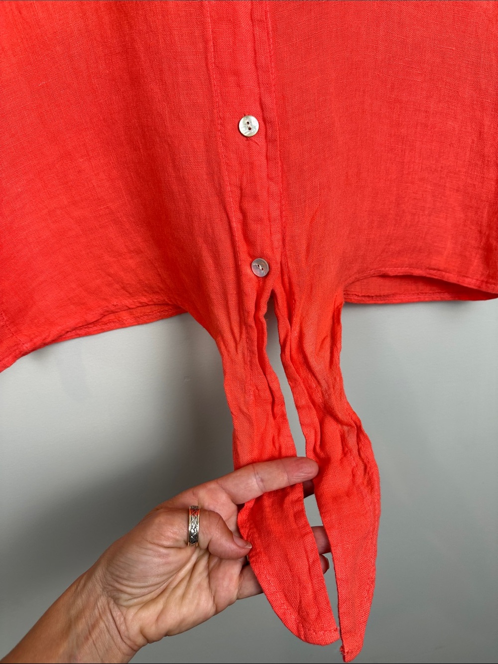 Italy Linen Sleevless button down shirt shell buttons vacation resortwear - Picture 5 of 7